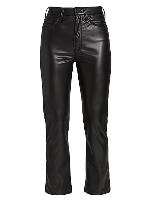 Rider High-Rise Cropped Faux-Leather Ankle Jeans | Saks Fifth Avenue