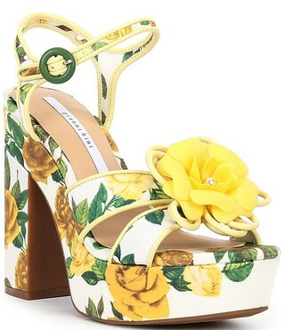Gianni Bini Brook Floral Print Block Heel Platform Sandals | Dillard's | Dillard's