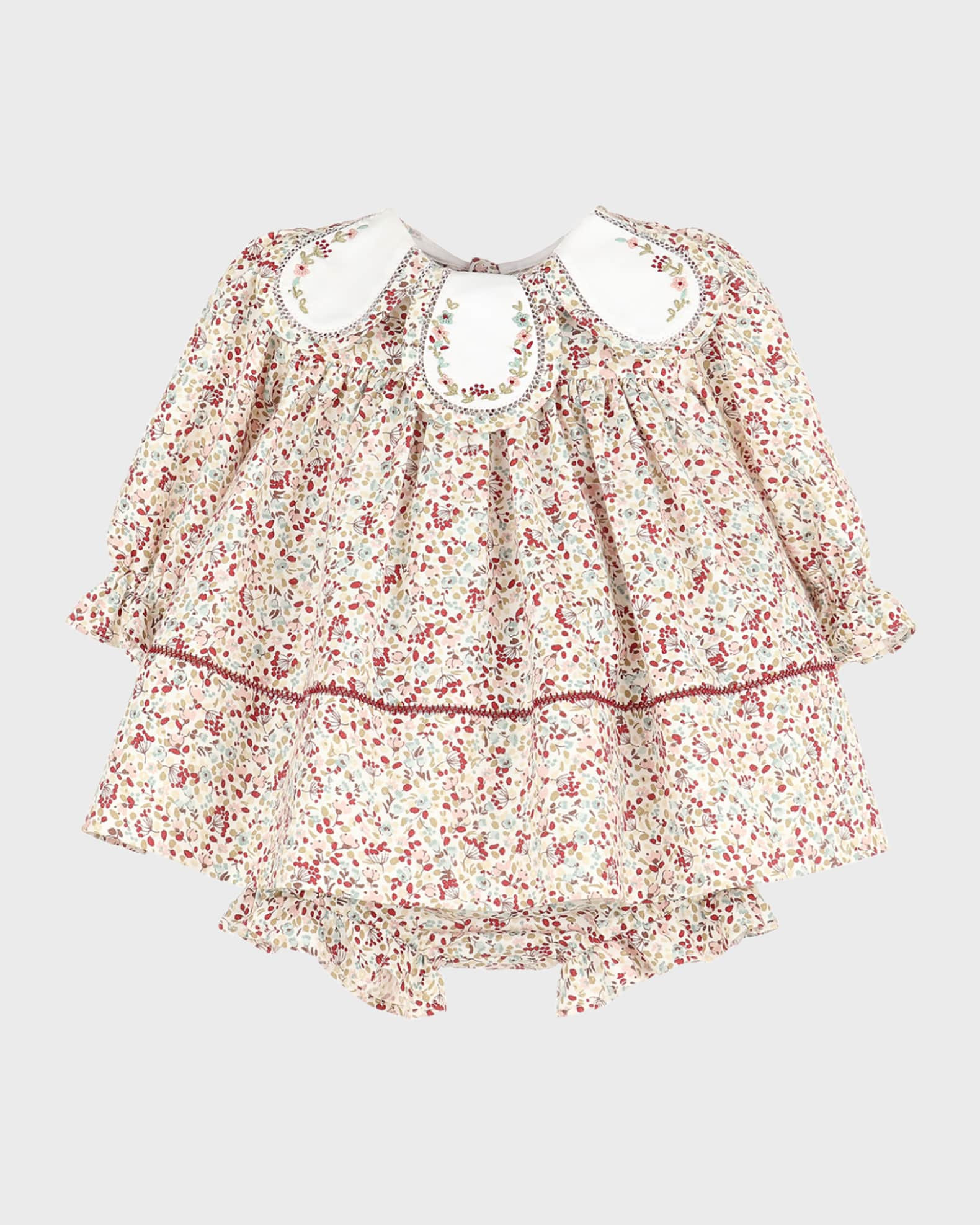 Girl's Floral Petal Float Dress W/ Bloomers, Size 6M-3 | Neiman Marcus