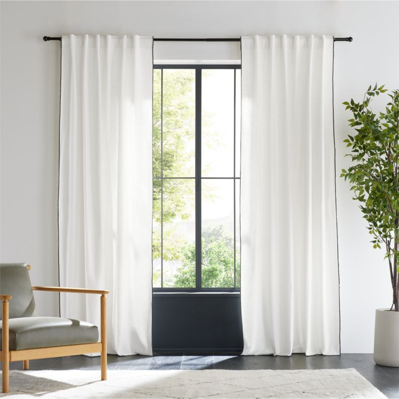 Merrow Stitch Organic Cotton Crisp White Blackout Curtain Panel 52"x108" + Reviews | Crate & Barr... | Crate & Barrel
