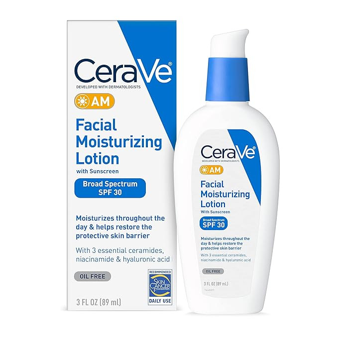 CeraVe AM Facial Moisturizing Lotion with SPF 30 | Oil-Free Face Moisturizer with SPF | Formulate... | Amazon (US)