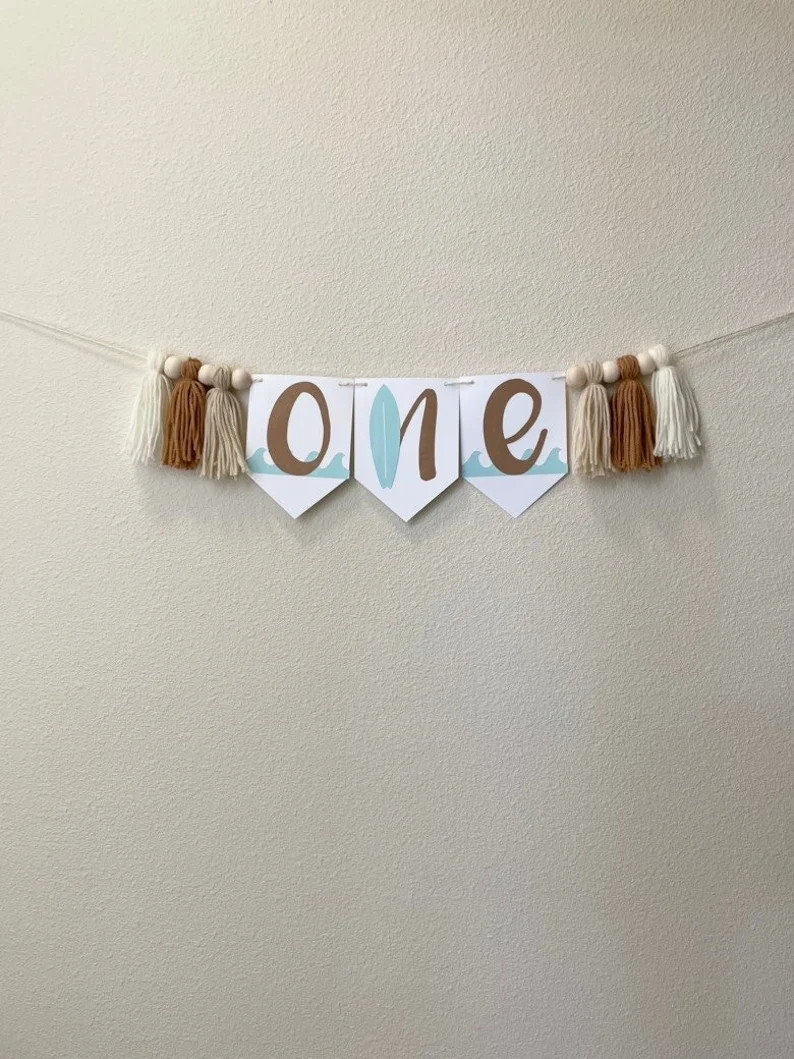 Surf Birthday The Big One Highchair Garland Boho Garland Retro Garland Highchair Banner | Etsy (US)