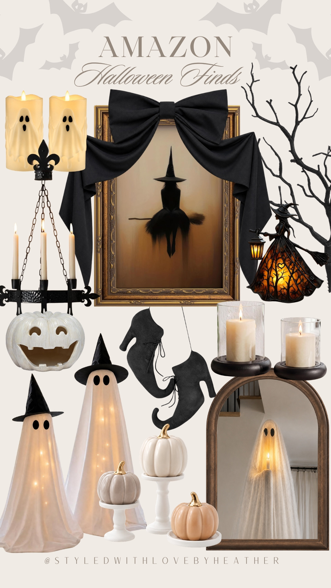 Halloween decor, but make it chic. 🖤🎃 These Amazon Halloween finds are exactly my style—moody black accents, warm candlelight, neutral pumpkins, and just enough spooky detail without taking away from an elevated home aesthetic. Shop my Halloween favorites now, and follow for more chic seasonal home finds. 

 #LTKvlog #LTKSeasonal #LTKHome