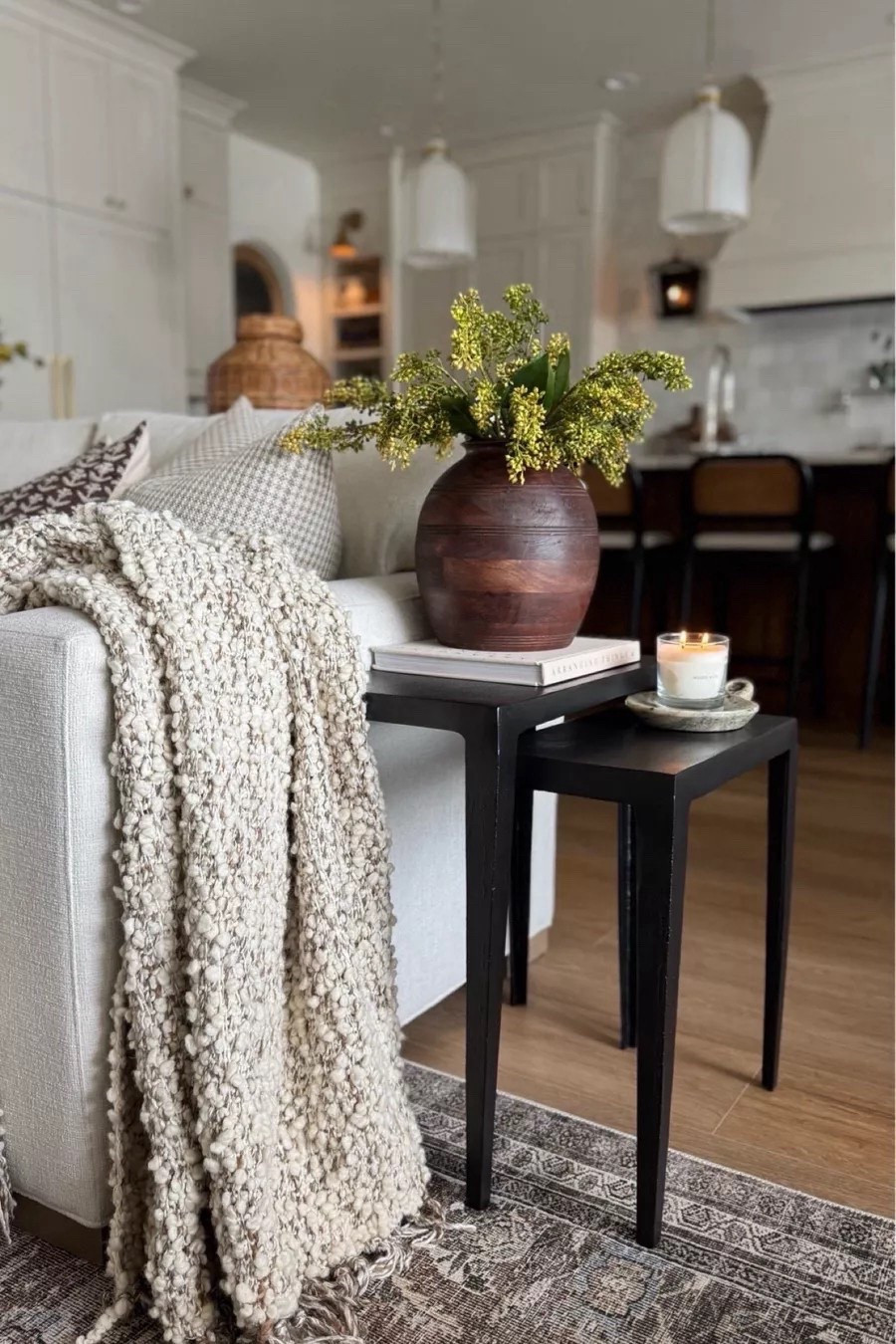 I’m obsessed with this little set up! This wood vase adds texture and another use of material to this space, and I love the contrast against these dark nesting tables! 

* These tables are still sold out but linking a few similar styles! 

#LTKHome #LTKStyleTip