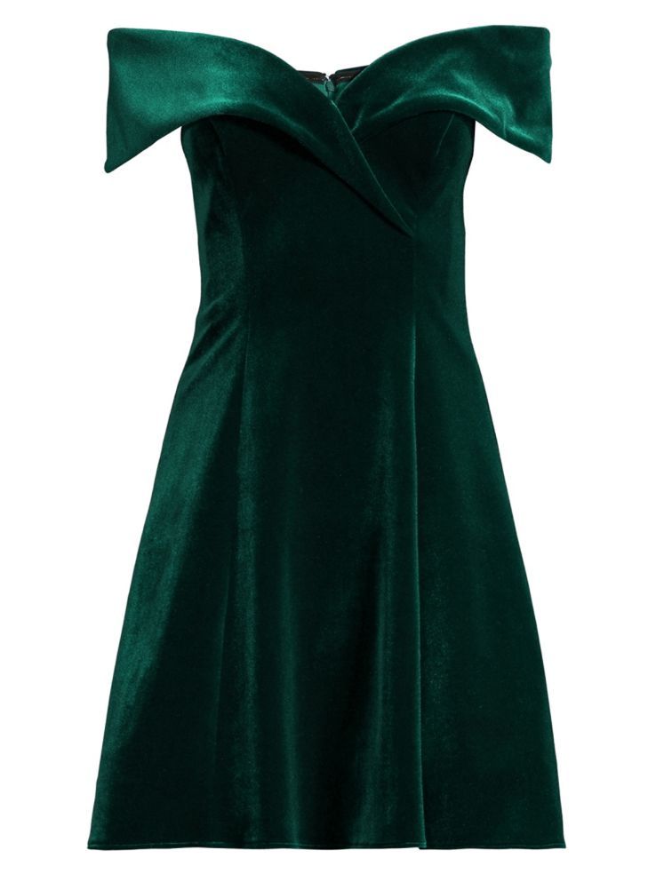 Off-the-Shoulder Fit-&-Flare Velvet Dress | Lord & Taylor