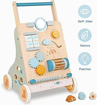 PairPear Wooden Baby Walker, Toddler Push Walker Activity Center Toys with Shape Sorter Gift for ... | Amazon (US)