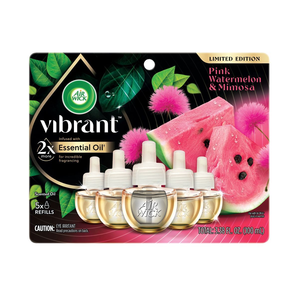 Air Wick Scented Oil Vibrant Refill Air Freshener Pink Watermelon & Mimosa - 5ct | Target