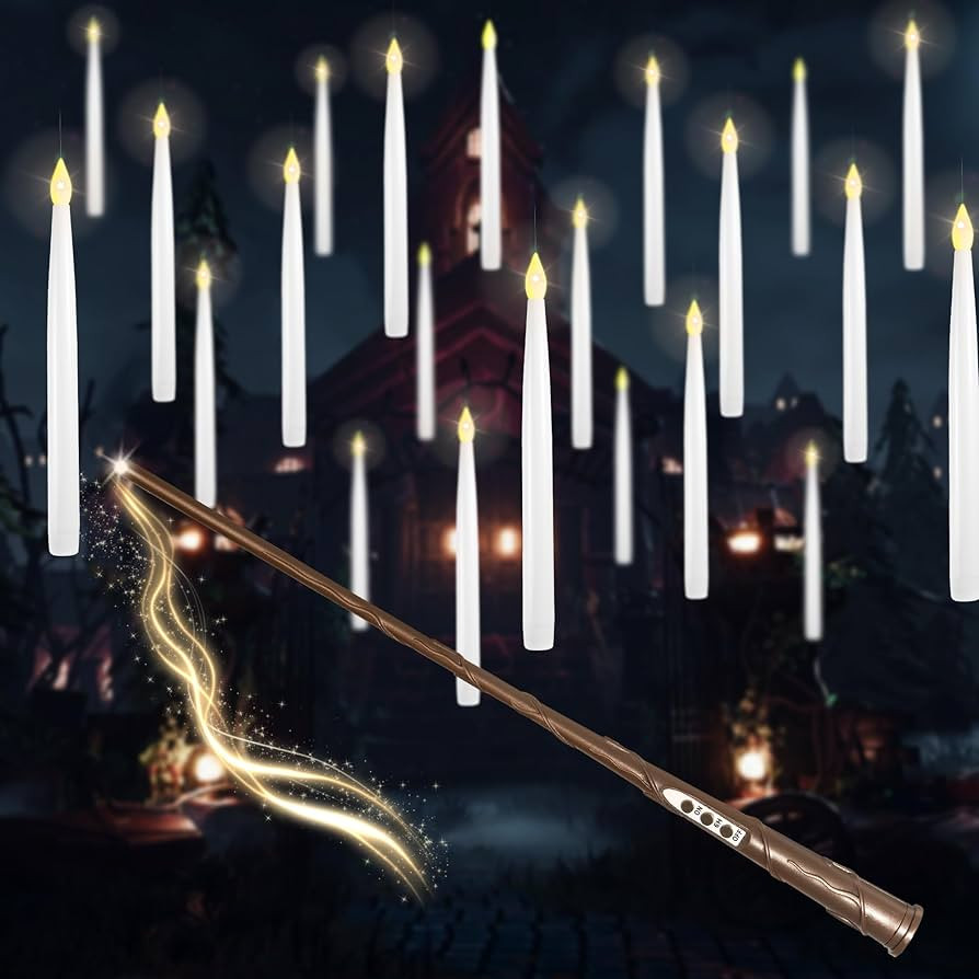 Floating Candles with Wand, 10 Pack Halloween Flameless Candles Battery Operated LED Taper Hangin... | Amazon (US)
