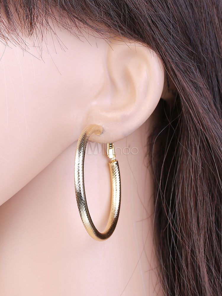 Gold Hoop Earrings Women's Alloy Circle Ring Earrings Jewelry | Milanoo