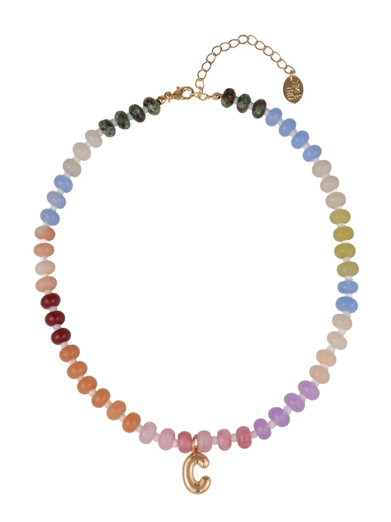 Time and Tru Goldtone Multicolored Bead Initial "C" Necklace | Walmart (US)