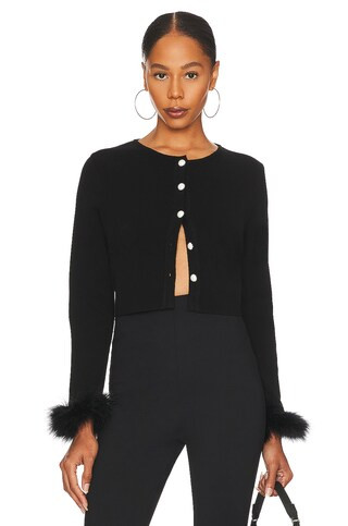 Sleeper Detachable Feathers Knit Cardigan in Black from Revolve.com | Revolve Clothing (Global)