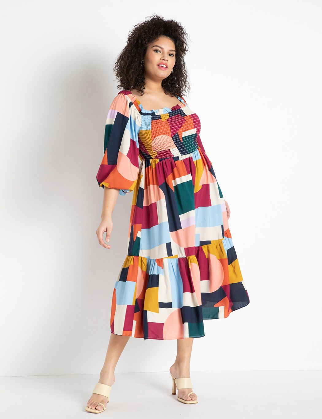 Off The Shoulder Smocked Bodice Dress | Eloquii