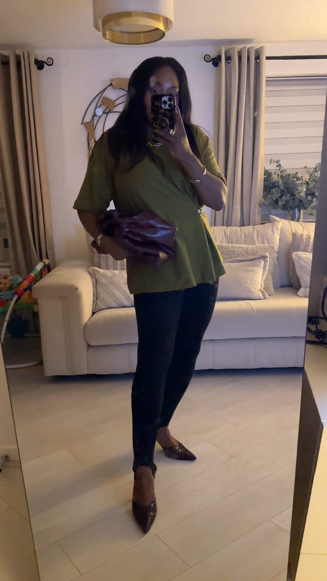 The tee is the hero, but it’s the olive and burgundy together that make the look. Jewel tones can elevate even the simplest pieces — proof you don’t need much to make a statement

#LTKautumn #LTKmidsize #LTKuk