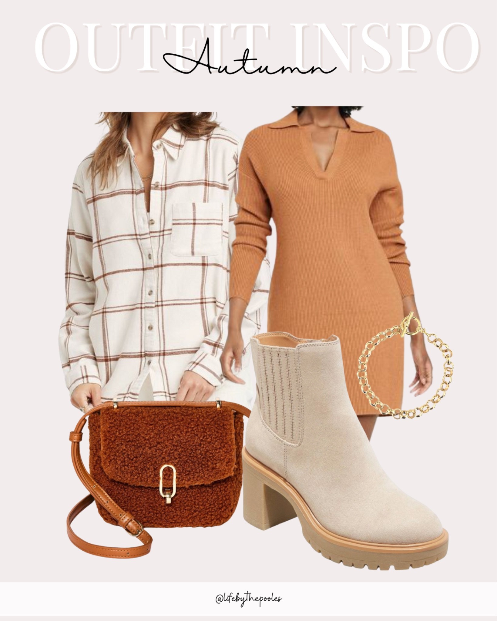 Orange and beige fall shacket outfit from Target, neutral fall outfit, plaid button down shirt, autumn outfit, fuzzy fleece body bag, lululemon dupe, Chelsea boots, sweater dress, thanksgiving outfit #thanksgivingoutfit #lululemondupe #neutralfall #neutrals 

#LTKSeasonal #LTKunder50 #LTKstyletip