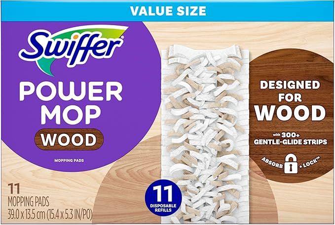 Swiffer PowerMop Wood Mopping Pad Refills for Floor Cleaning, 11 Count | Amazon (US)