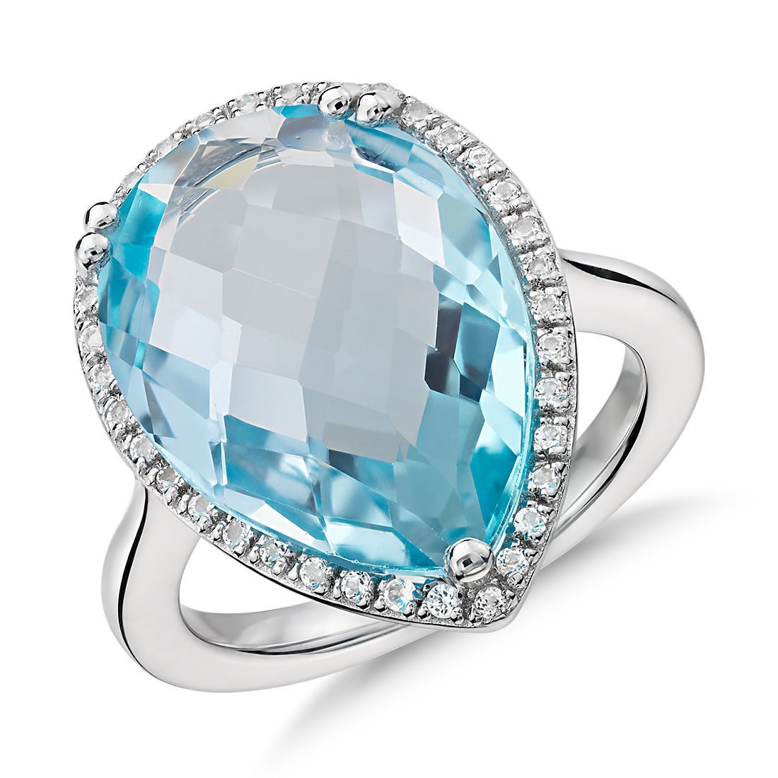 Sky Blue Topaz Elegant Halo Cocktail Ring in Sterling Silver (18x13mm) | Blue Nile | Blue Nile Asia