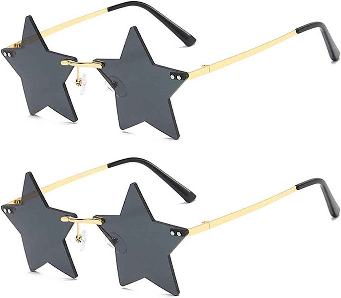 Ovida Bat Sunglasses Rimless Goth Glasses for Women Men Halloween Party Glasses Trendy Eyewear UV... | Amazon (US)
