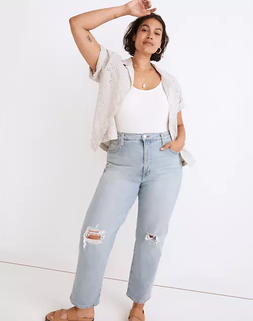 The Perfect Vintage Straight Jean in Danby Wash: Knee-Rip Edition | Madewell