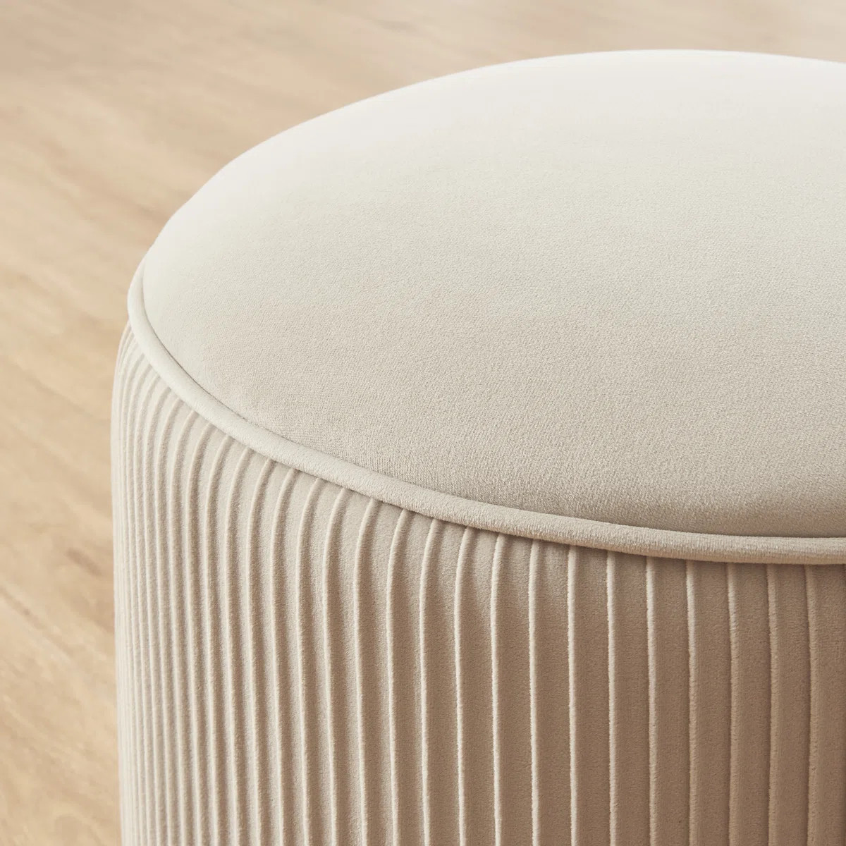 Terri Wide Velvet Round Pouf Ottoman | Wayfair North America