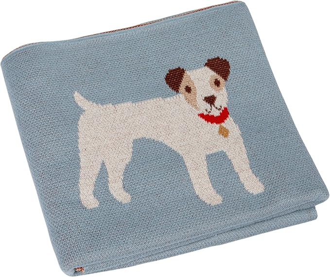 Creative Co-Op Cotton Knit Baby Blanket with Dog Prints, Multicolor | Amazon (US)