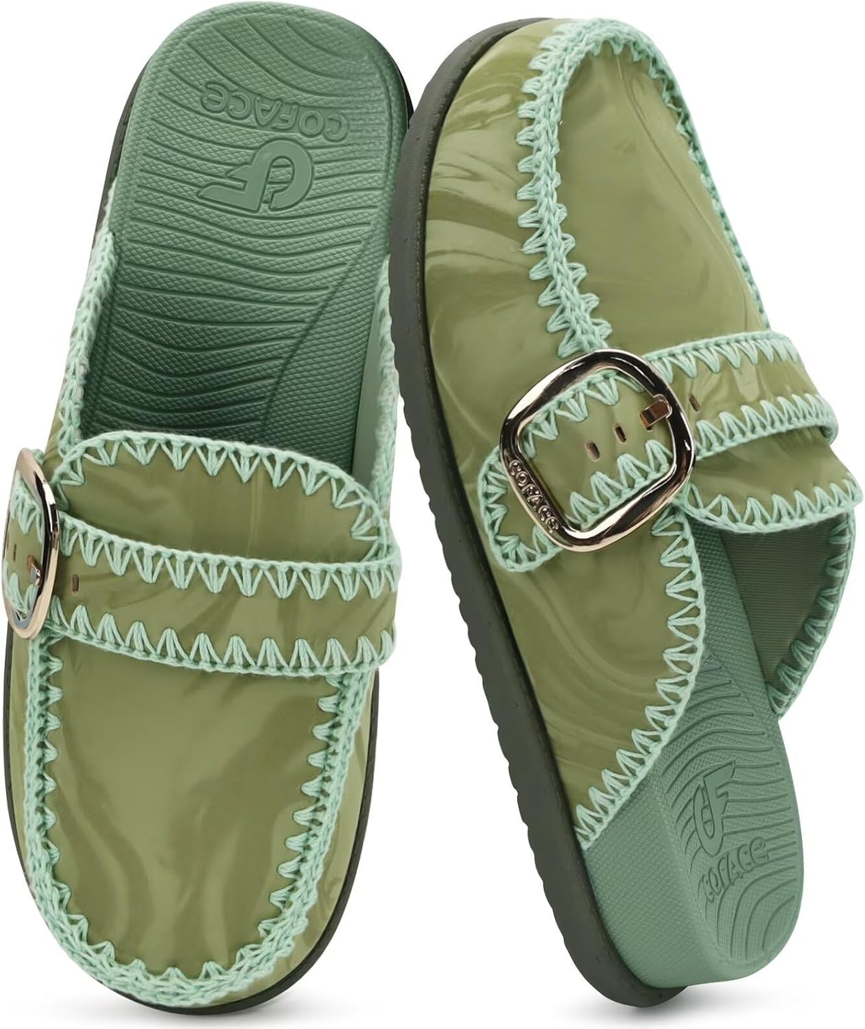 COFACE Womens Sandals Closed Toe Backless Fashion Striped Women's Mules Clogs Walking Slides for Women Comfortable Cushioned Size 6-12 | Amazon (US)