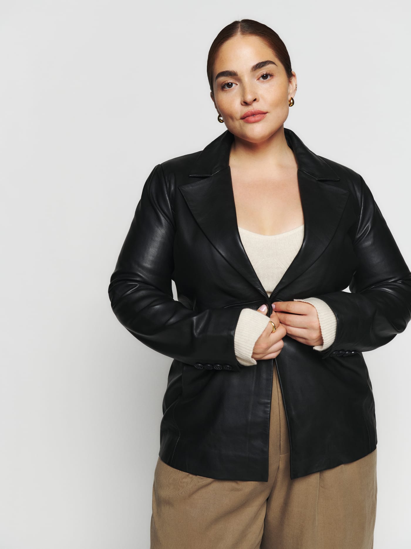 Veda Bowery Leather Blazer Es | Reformation (US & AU)