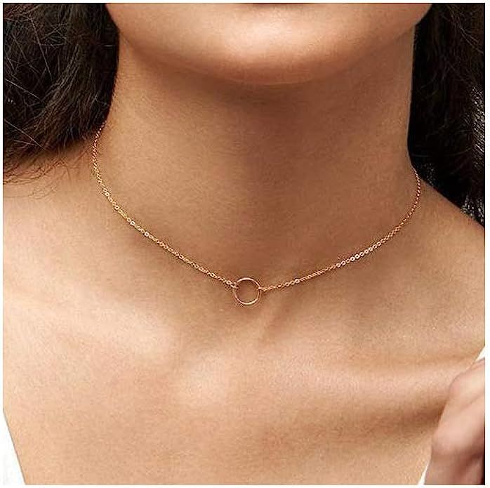 Dainty Choker Necklace Heart Butterfly Star Choker Necklace Karma Circle Necklace Chokers for Tee... | Amazon (US)