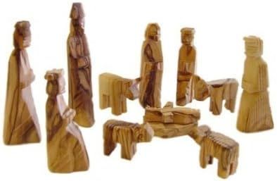 Holy Land Market Olive Wood Children's Nativity Set (12 Pieces Set) (3 Inches) | Amazon (US)