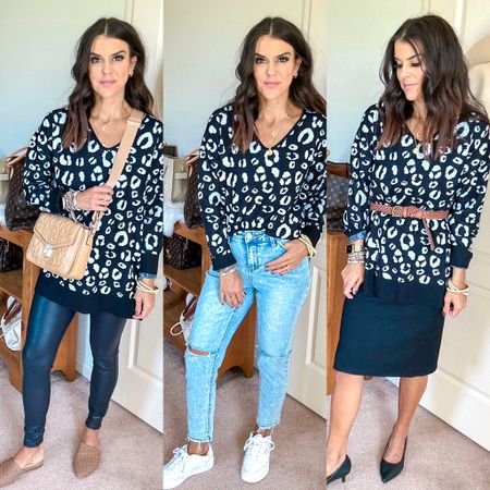 3 ways to style this Walmart sweater! I sized up to a medium so I could wear it with leggings! size down in faux leather leggings. 

Use code shannon10 for 10% off my Meghan Bo Designs jewelry 

#LTKfindsunder100 #LTKstyletip #LTKfindsunder50