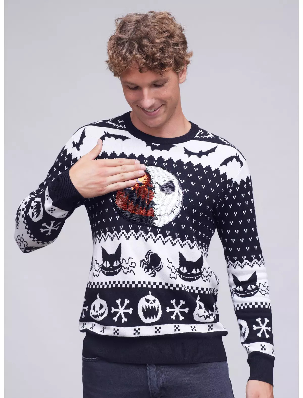 Disney The Nightmare Before Christmas Jack Skellington Sequin Flip Sweater - BoxLunch Exclusive | BoxLunch