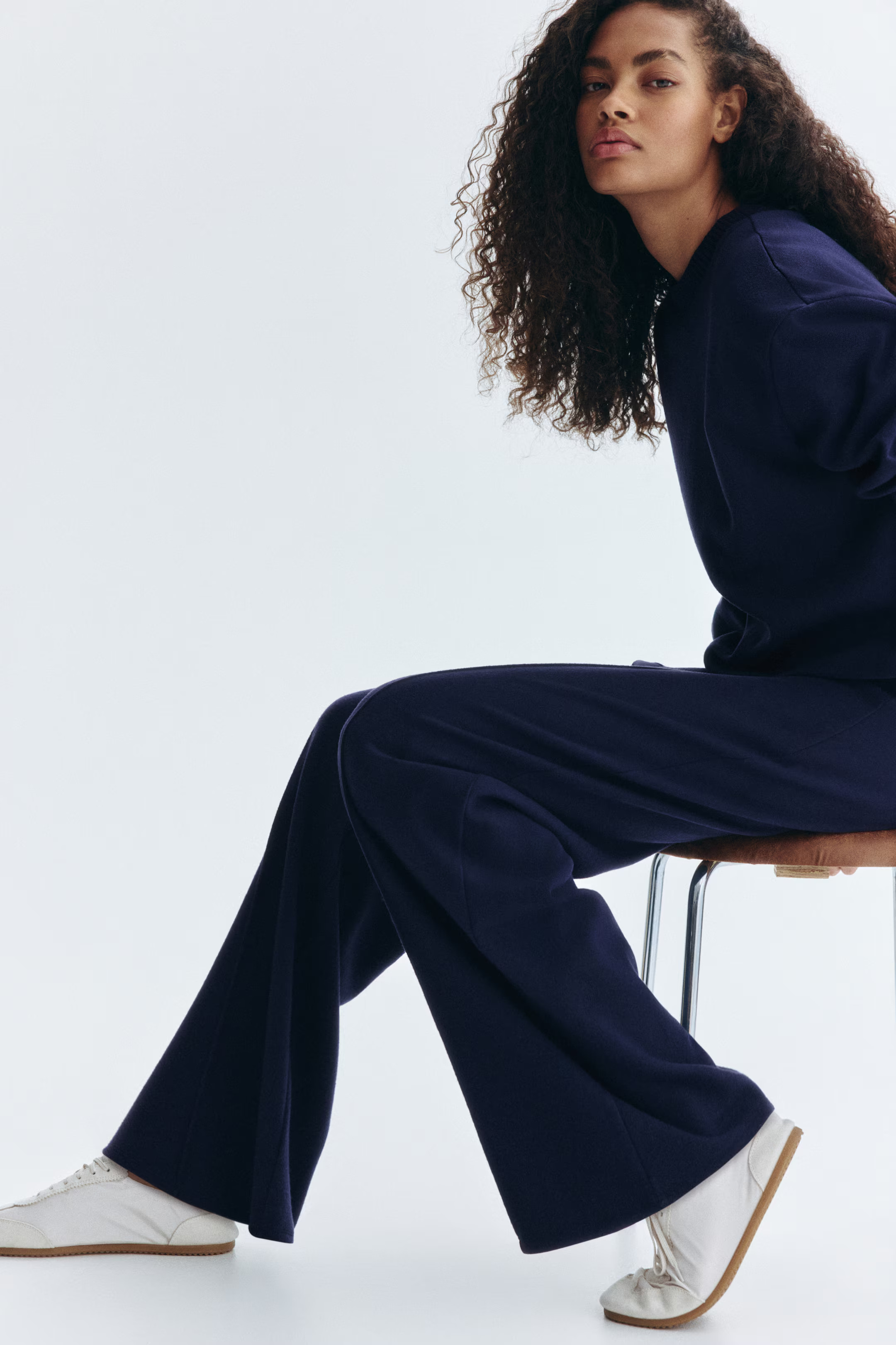 Creased Pants - Navy blue - Ladies | H&M US | H&M (US + CA)