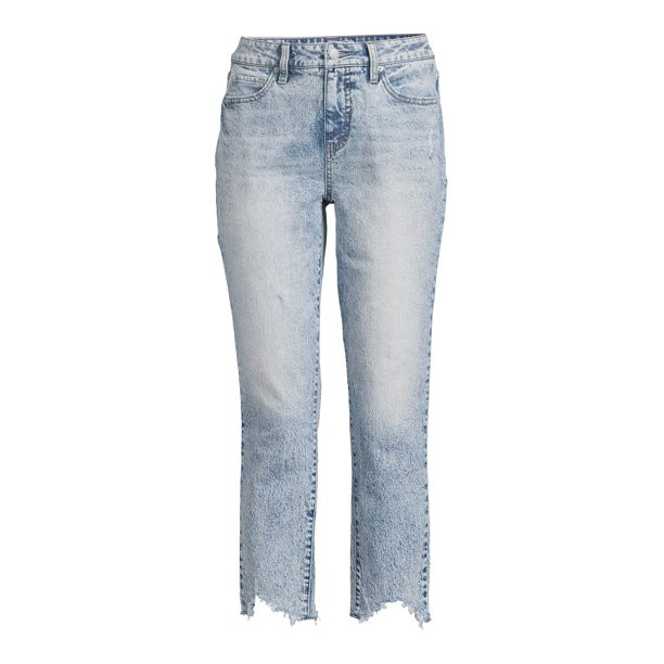 Time and Tru Women's Boyfriend Jeans with Sharkbite Hem | Walmart (US)