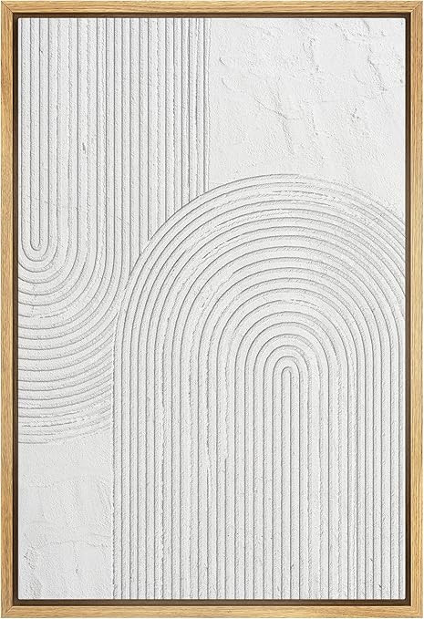 SIGNWIN Framed Canvas Print Wall Art White Retro Geometric Line Spiral Duo Abstract Shapes Illust... | Amazon (US)