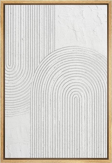SIGNWIN Framed Canvas Print Wall Art White Retro Geometric Line Spiral Duo Abstract Shapes Illust... | Amazon (US)