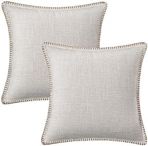 decorUhome Decorative Outdoor Throw Pillow Covers 18x18 Set of 2, Square Linen Farmhouse Pillow C... | Amazon (US)
