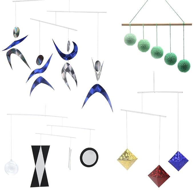 Four Classic Montessori Visual Mobiles, Munari (with Plastic Ball), Octahedron, Gobbi, Dancers, O... | Amazon (US)