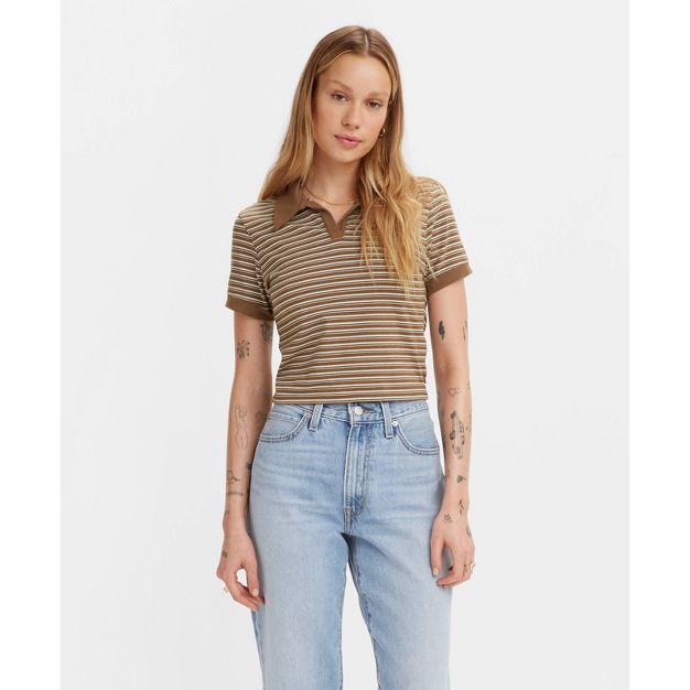 Levi's® Women's Short Sleeve Bonnie Shrunken Cropped Polo T-Shirt | Target