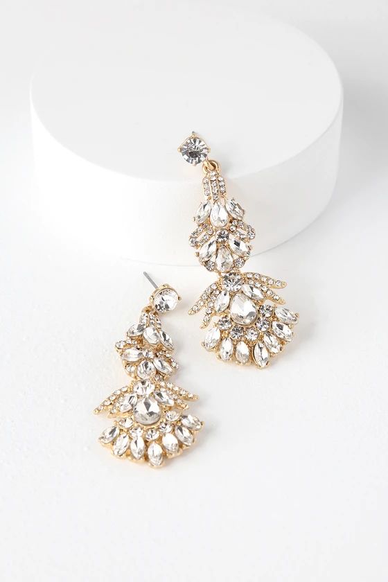 Special Moment Gold Rhinestone Earrings | Lulus