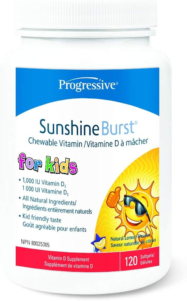 Progressive Sunshine Burst Vitamin D for Kids - 1,000 IU of Vtamin D, Lemon flavour, 120 Softgels... | Amazon (CA)