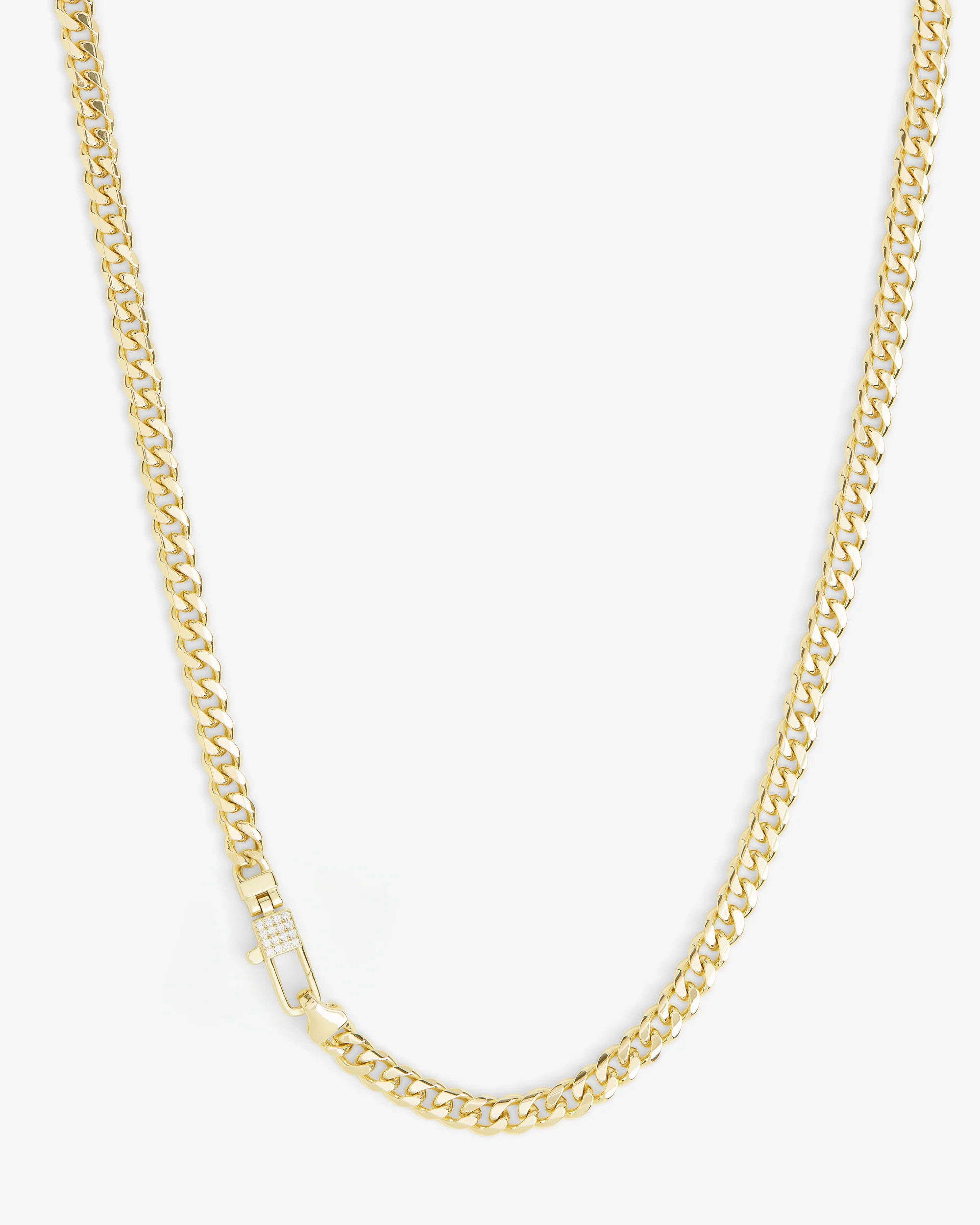 Julian Pavé Lock Necklace 5mm - Gold|White Diamondettes | Melinda Maria Jewelry