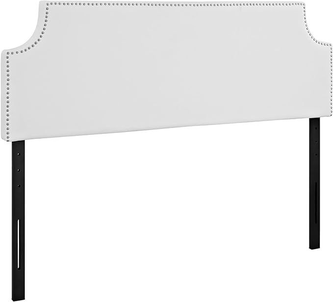 Modway Laura Vegan Leather Upholstered Queen Size Headboard with Nailhead Trim in White | Amazon (US)