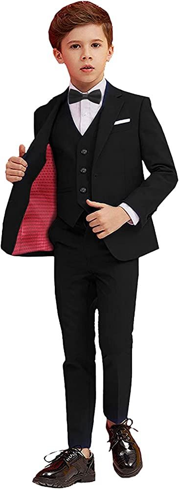 Boy Suits 5 Piece Slim Fit Suit for Kids Formal Set Wedding Ring Bearer Outfit | Amazon (US)