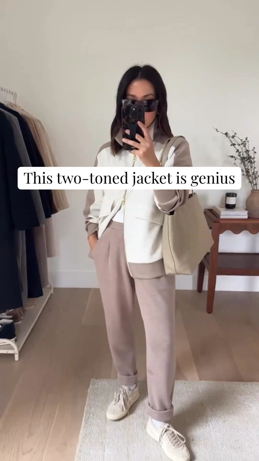 New Varley two toned jacket. Pairs perfectly with Ivory marl and taupe marl. 

Varley jacket xs
Varley rolled cuff pants xs 26” inseam
Cuyana easy tote small. Stone
Onitsuka Tiger sneaker s4 mens
Celine sunglasses 

Petite style, athleisure, spring outfits, spring style 

#LTKActive #LTKmomlife #LTKPetite