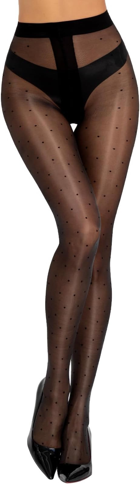 MANZI Women's Sheer Polka Dots Shimmery Patterned Tights Shiny Dotted Pantyhose Cute Shimmer Glos... | Amazon (US)