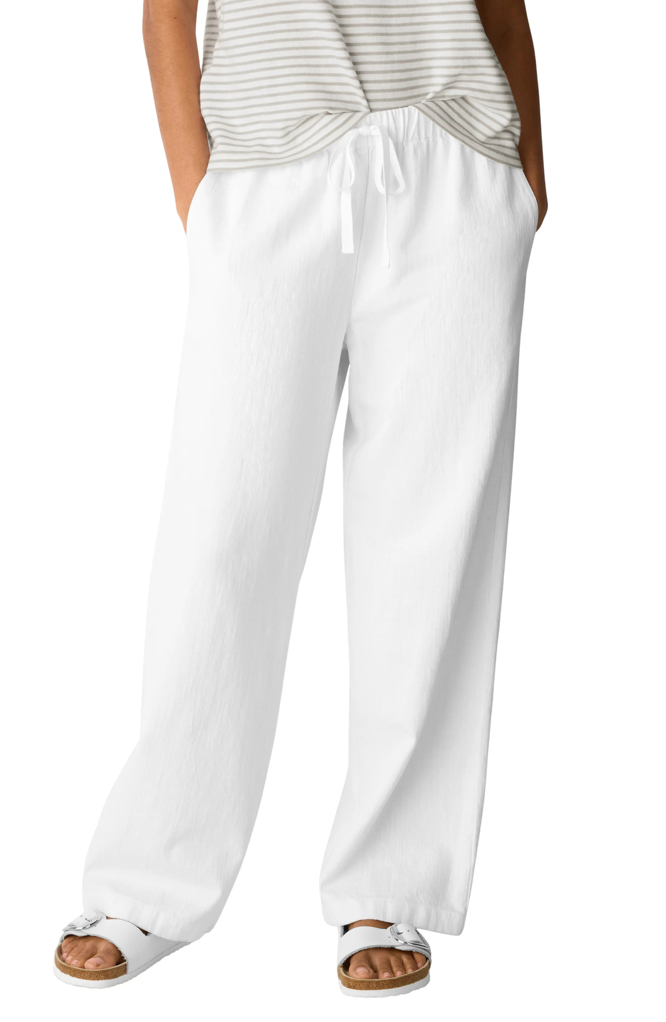 Organic Cotton & Organic Linen Straight Leg Pants (Women) | Nordstrom | Nordstrom