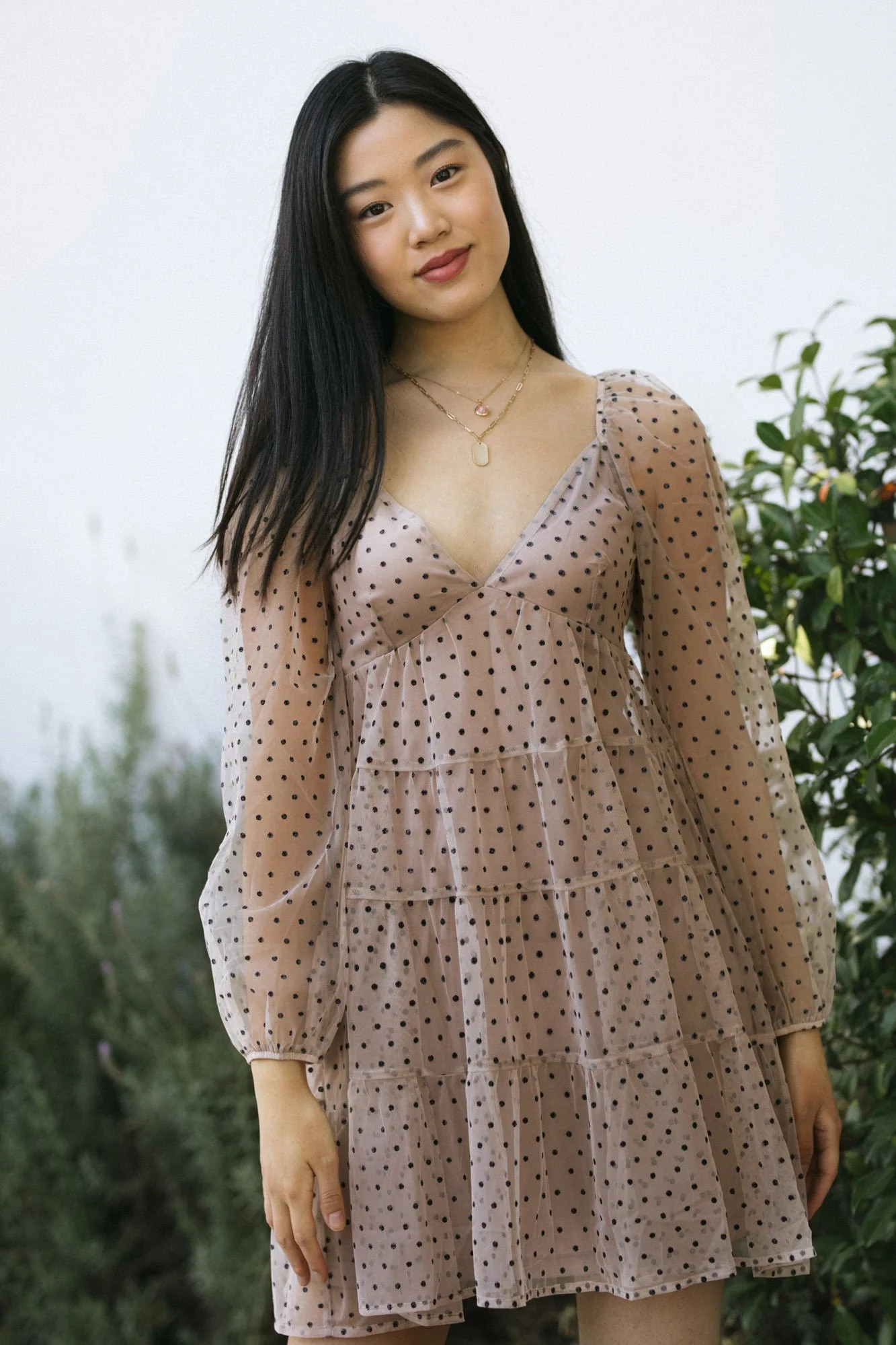Lynette Dotted Mini Dress | Morning Lavender
