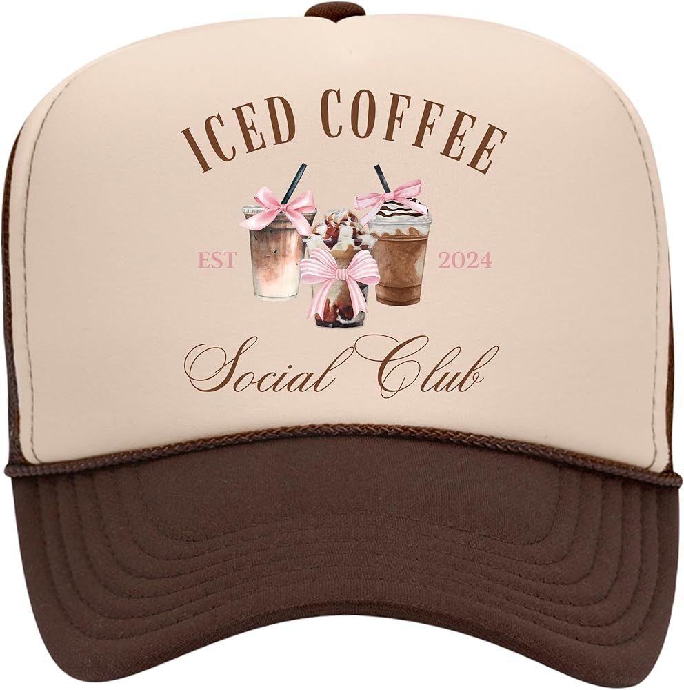 Iced Coffee Social Club Trucker Hat | Espresso Mocha Frap Girly Funny Cute Drinks | Premium Foam ... | Amazon (US)