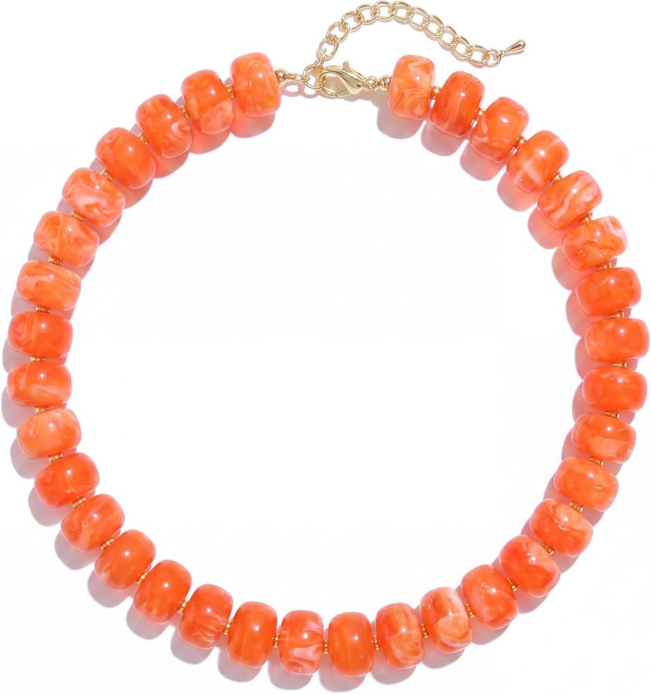 Badu Colorful Chunky Beaded Necklace for Women,Acrylic Bead Choker Statement Necklace Cute Trendy... | Amazon (US)