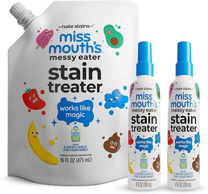 Miss Mouth’s Messy Eater Stain Treater Refill Ready Kit - 2 Pack Stain Remover Spray and 16oz R... | Amazon (US)