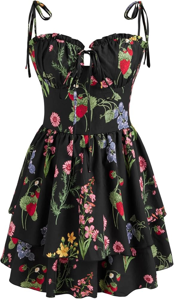 CIDER Womens Summer Dresses Floral Spaghetti Strap Cute Vacation Sundress Dress Boho Casual Outfi... | Amazon (US)